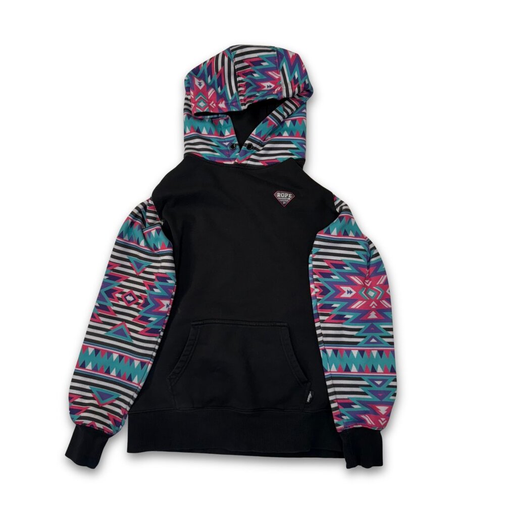 Hooey "Rope Like a Girl" Hoodie | Women's Medium | Color Block and Patterned